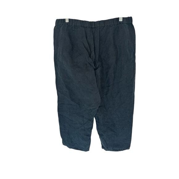 J. Jill Love Linen Pants Black Pull On Cropped Lagenlook Coastal Grandma‎ Medium - Picture 8 of 11